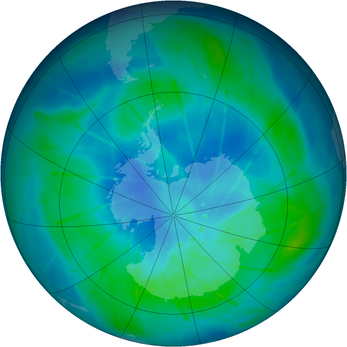 Antarctic ozone map for 28 February 2010